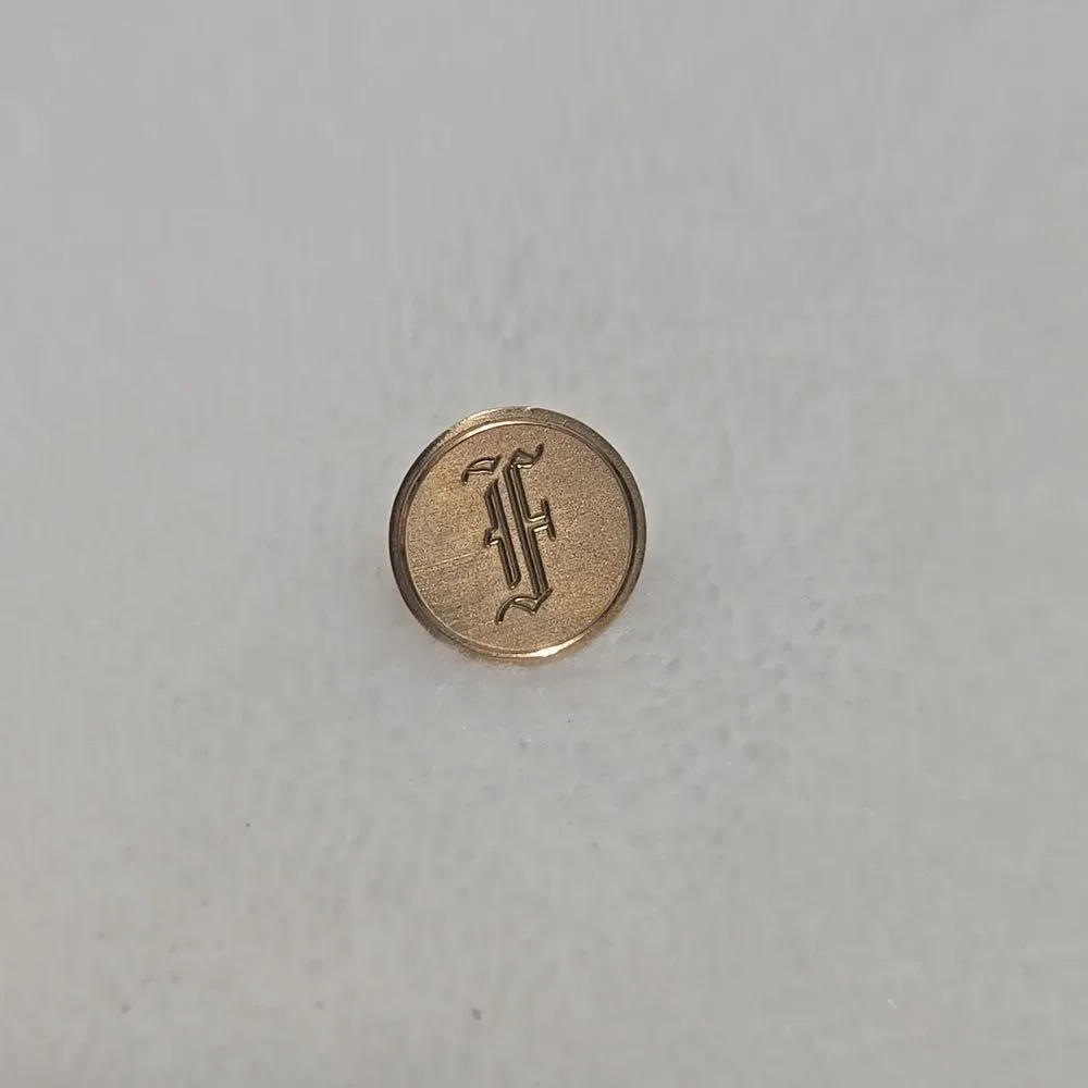 14k Gold Tie Tack with Monogram F